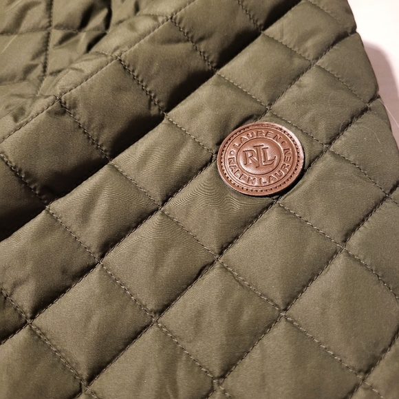 Ralph Lauren Olive Green With Brown Corduroy Long Quilted Jacket Size 2X - Picture 5 of 13